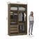 Guarda Roupa Modulado 134,50cm 2 Portas De Correr Com Espelho Paris Avelã Pf Com Grey Sky Pf