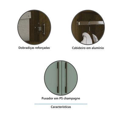 Guarda Roupa De Canto Reto Modulado 90cm 1 Porta Paris Luciane Móveis Avelã Pf Com Cinammon Pf