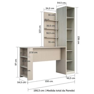 Guarda Roupa Com E Bancada Com Painel Crema Com Connect