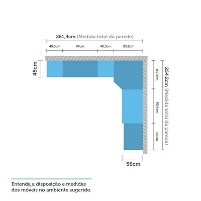 Guarda Roupa Canto Solteiro Vidro C/ Escrivaninha Legno Crem
