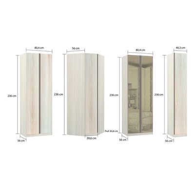 Guarda Roupa De Canto Casal 6 Portas E Legno Crema