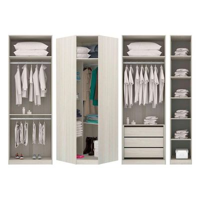 Guarda Roupa De Canto Casal 6 Portas E Legno Crema