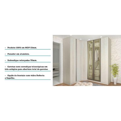 Guarda Roupa De Canto Casal 6 Portas E Legno Crema