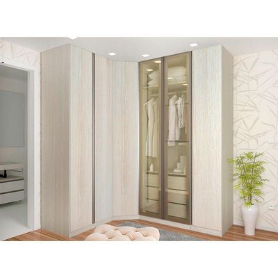 Guarda Roupa De Canto Casal 6 Portas E Legno Crema