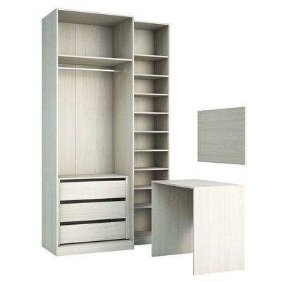 Guarda Roupa 3 Peças Com Escrivaninha, Sapateira, Crema