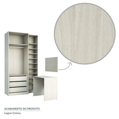 Guarda Roupa 3 Peças Com Escrivaninha, Sapateira, Crema