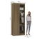 Guarda Roupa De Canto Reto Modulado 90cm 1 Porta Com Espelho Paris Luciane Móveis Avelã Pf