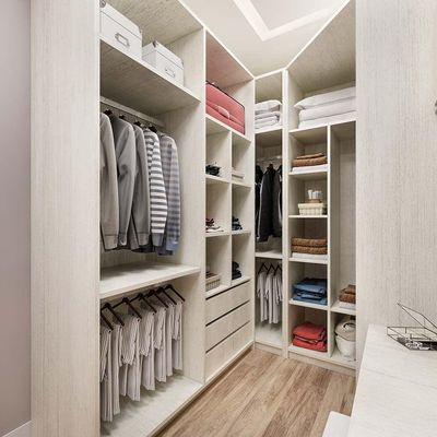 Guarda Roupa Em U 6 Peças, Escrivaninha E Basculante Crema