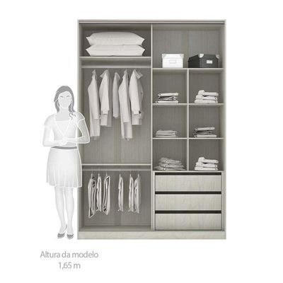 Guarda Roupa Em U 6 Peças, Escrivaninha E Basculante Crema