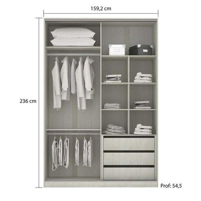 Guarda Roupa Em U 6 Peças, Escrivaninha E Basculante Crema