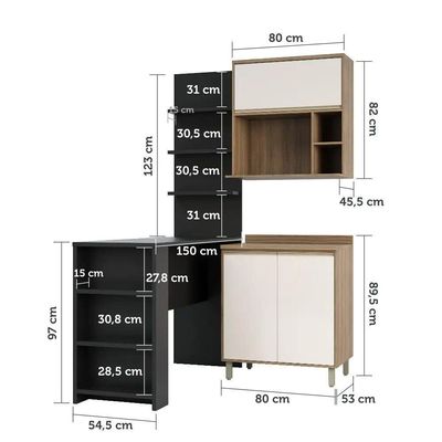 Cozinha Compacta 4 Peças 80cm Mel Vanill e O