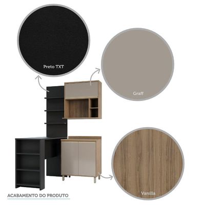 Cozinha Compacta 4 Peças 80cm Mel Vanill e Gra E Preto