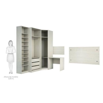 Guarda Roupa Cabeceira 142cm E Escrivaninha Legno Crema