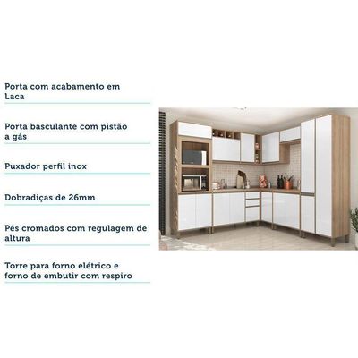 Cozinha 8 Pçs Com Armário E Balcão Mel Vanilla Com Branco