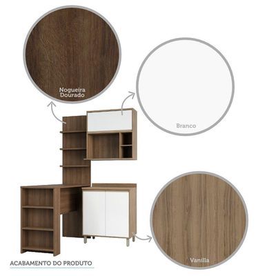 Cozinha 4 Pçs 80cm Mel Vanill e Branco Laca E Nogueira