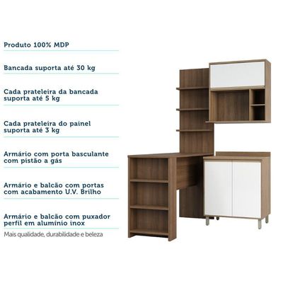 Cozinha 4 Pçs 80cm Mel Vanill e Branco Laca E Nogueira