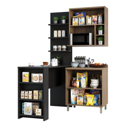 Cozinha 4 Pçs 80cm Mel Vanill e Branco Laca E Preto