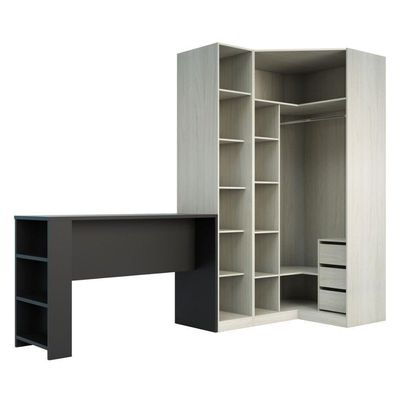 Guarda Roupa 3 Gavetas, Cabideiro E Bancada Crema Com PTx