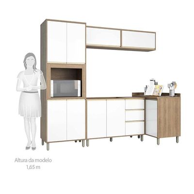 Cozinha 5 Pçs C/Armário Balcões Mel Vanilla C/Branco