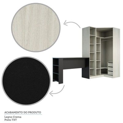 Guarda Roupa 3 Gavetas, Cabideiro E Bancada Crema Com PTx