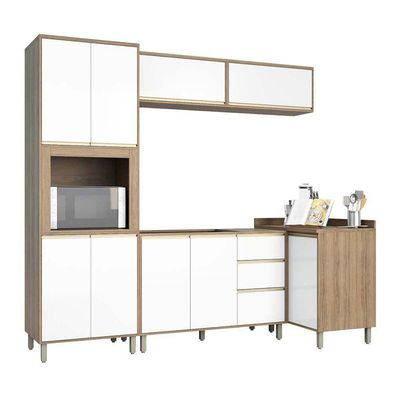 Cozinha 5 Pçs C/Armário Balcões Mel Vanilla C/Branco