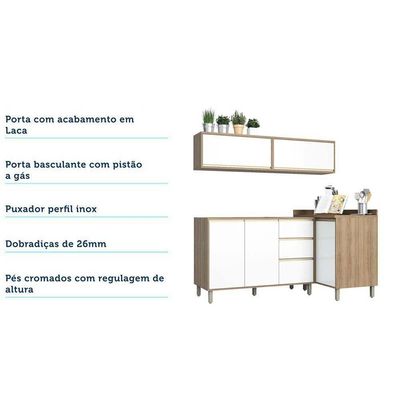 Cozinha 4 Pçs C/Armários E Balcões Mel Vanilla C/Branco