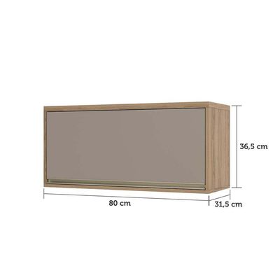 Armário Aéreo 80cm 1 Porta Basculante Mel Vanilla C/Graf