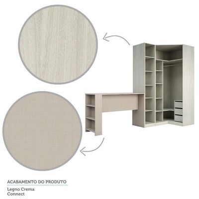Guarda Roupa Cabideiro E Bancada Crema Com Connect