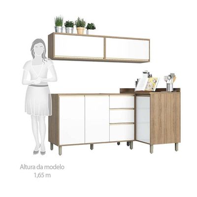 Cozinha 4 Pçs C/Armários E Balcões Mel Vanilla C/Branco