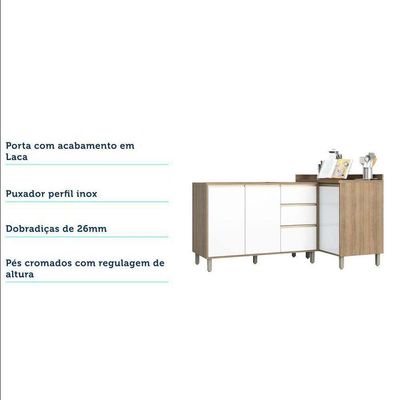 Cozinha 2 Pçs C/Aéreo Balcão E Balcão Mel Vanilla C/Branco