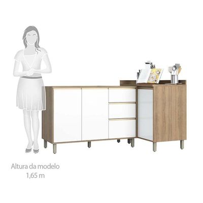 Cozinha 2 Pçs C/Aéreo Balcão E Balcão Mel Vanilla C/Branco