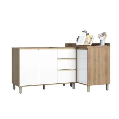Cozinha 2 Pçs C/Aéreo Balcão E Balcão Mel Vanilla C/Branco