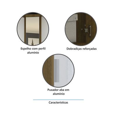Guarda Roupa De Canto Diagonal Modulado 70cm 1 Porta Com Espelho Paris Luciane Móveis Avelã Pf