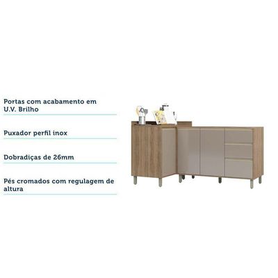 Cozinha 2 Pçs C/Aéreo Balcão E Balcão Mel Vanilla C/Graff