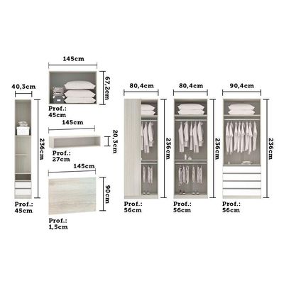 Guarda Roupa 9 Portas E 6 Gavetas Legno Crema Legno Crema