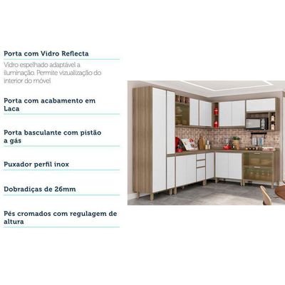 Cozinha 10 Pçs Armário/Balcão Branco Laca Mel Vanilla