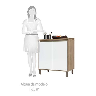 Cozinha 7 Pçs Armário, Balcão E Nicho Mel Vanilla C/Branco