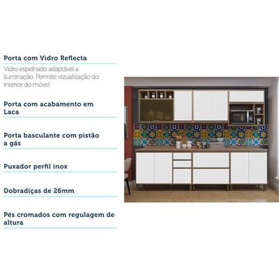 Cozinha 7 Pçs Armário, Balcão E Nicho Mel Vanilla C/Branco