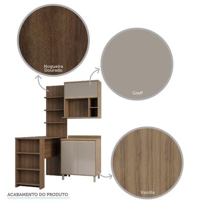 Cozinha Compacta 4 Peças 80cm Mel Vanill e Gra E Nogueira