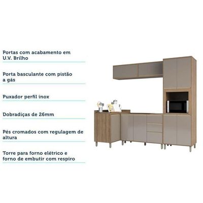 Cozinha 5 Pçs C/Armário Balcões Mel Vanilla C/Graff