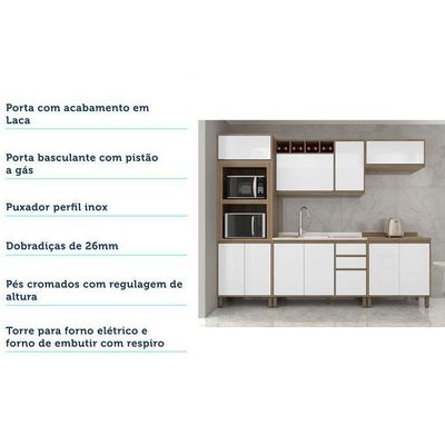 Cozinha 5 Pçs C/Torre E Armário E Balcão Mel Vanilla Branco