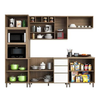 Cozinha 5 Pçs C/Torre E Armário E Balcão Mel Vanilla Branco