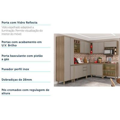 Cozinha 10 Pçs Com Armário E Balcão Mel Luciane Móveis