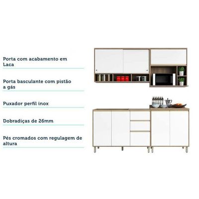 Cozinha 4 Pçs Armários Balcões E Nicho Mel Vanilla C/Branco