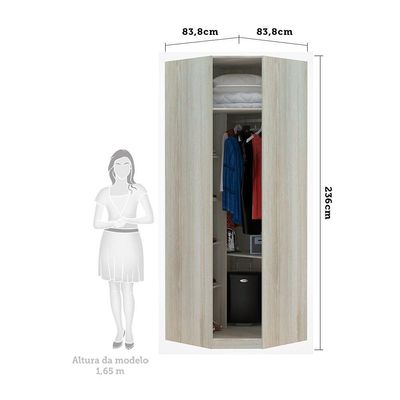 Guarda Roupa Canto Obliquo 1 Porta 1 Cabideiro Cumaru