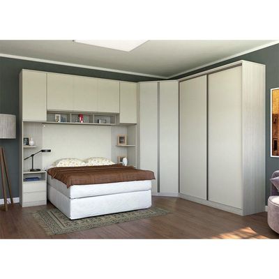 Guarda Roupa Canto 9 Portas E 10 Gavetas Crema Com Kashmir