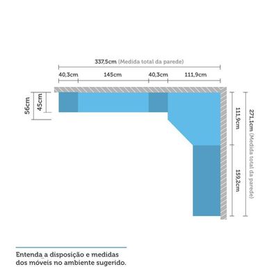 Guarda Roupa Canto 10 Gavetas E 9 Portas Crema Com Kashmir