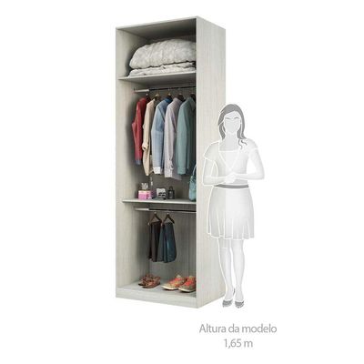 Guarda Roupa 804cm 2 Cabideiros Prateleira E Maleiro Crema