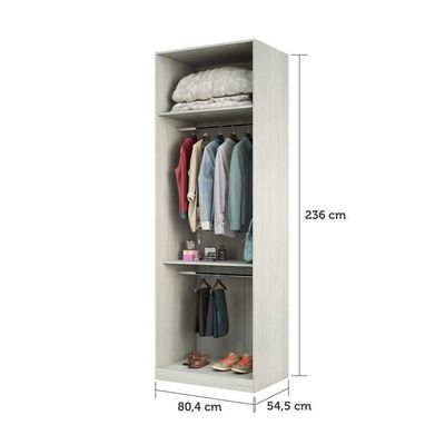 Guarda Roupa 804cm 2 Cabideiros Prateleira E Maleiro Crema