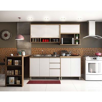 Cozinha e Bancada Armários Balcões E Nicho Micoondas Branco